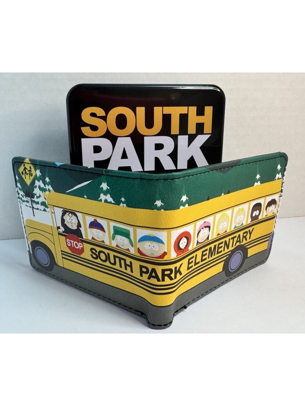 Men's Buckle-Down South Park Elementary School Bus Bi-Fold Wallet New w/ Tin Box